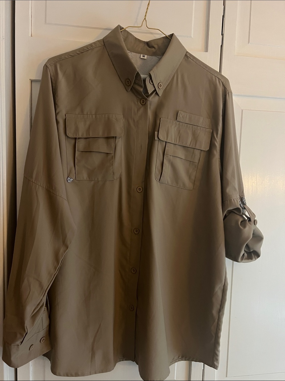 Women’s Button-Down Blouse - Taupe/Tan - Safari